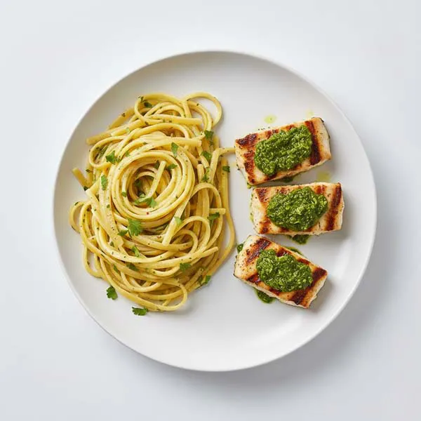 Spicy Chermoula Fish With Lemon Linguine Pasta
